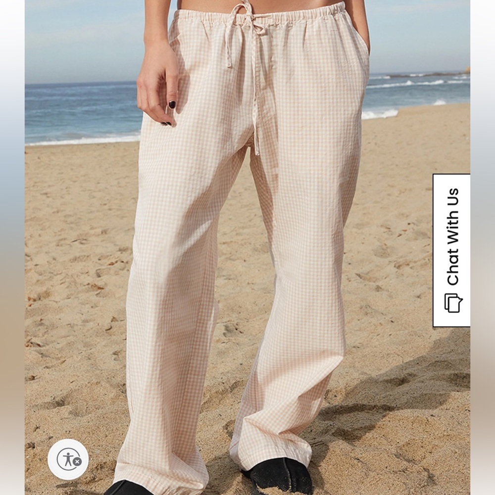 John Galt Pink Gingham Anastasia Tie Pants